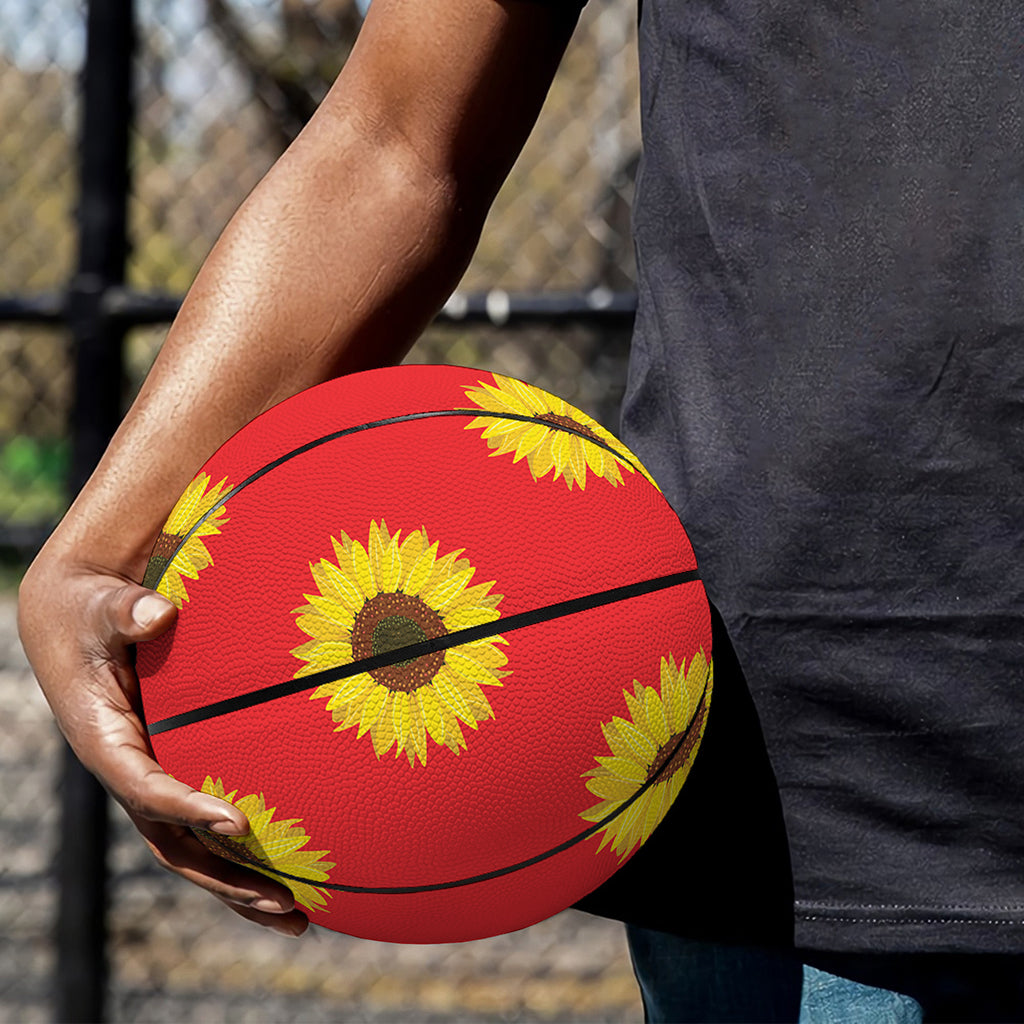 Red Sunflower Pattern Print Basketball