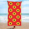 Red Sunflower Pattern Print Beach Towel