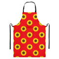 Red Sunflower Pattern Print Bib Apron With Pocket