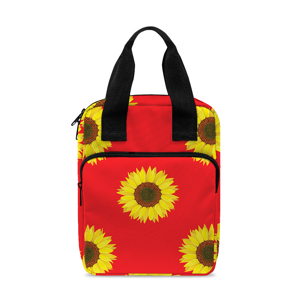 Red Sunflower Pattern Print Bible Tote Bag