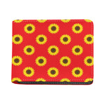 Red Sunflower Pattern Print Bifold Wallet