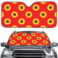 Red Sunflower Pattern Print Car Windshield Sun Shade