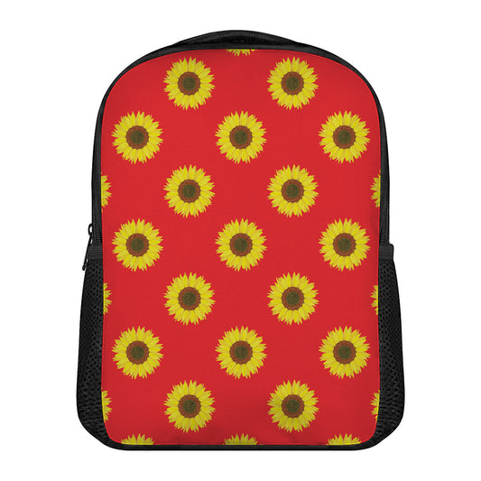 Red Sunflower Pattern Print Casual Backpack