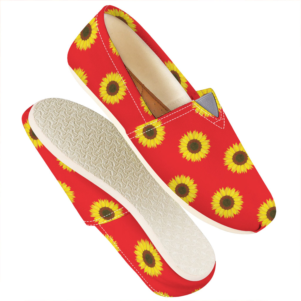 Red Sunflower Pattern Print Casual Shoes