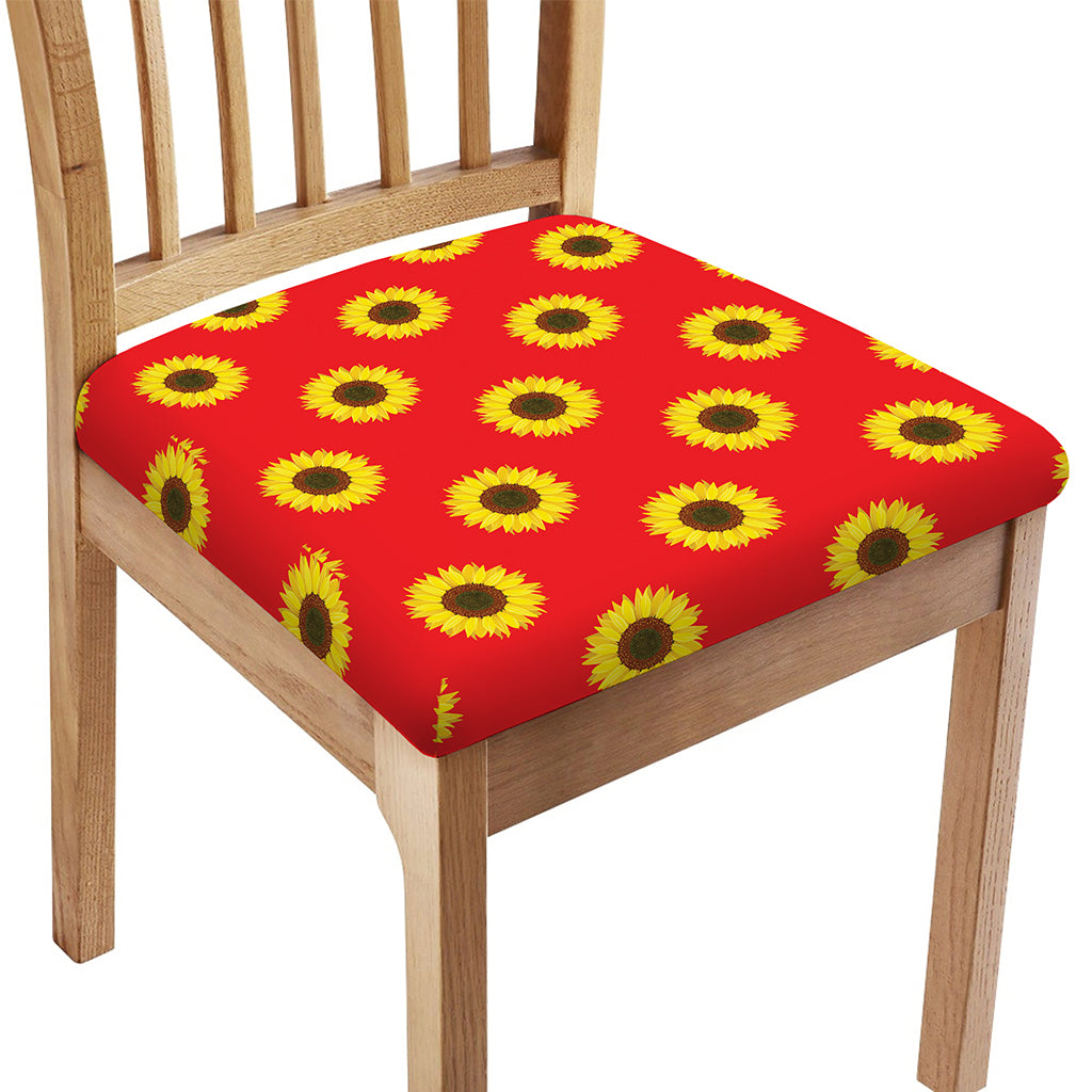 Red Sunflower Pattern Print Chair Cushion Cover