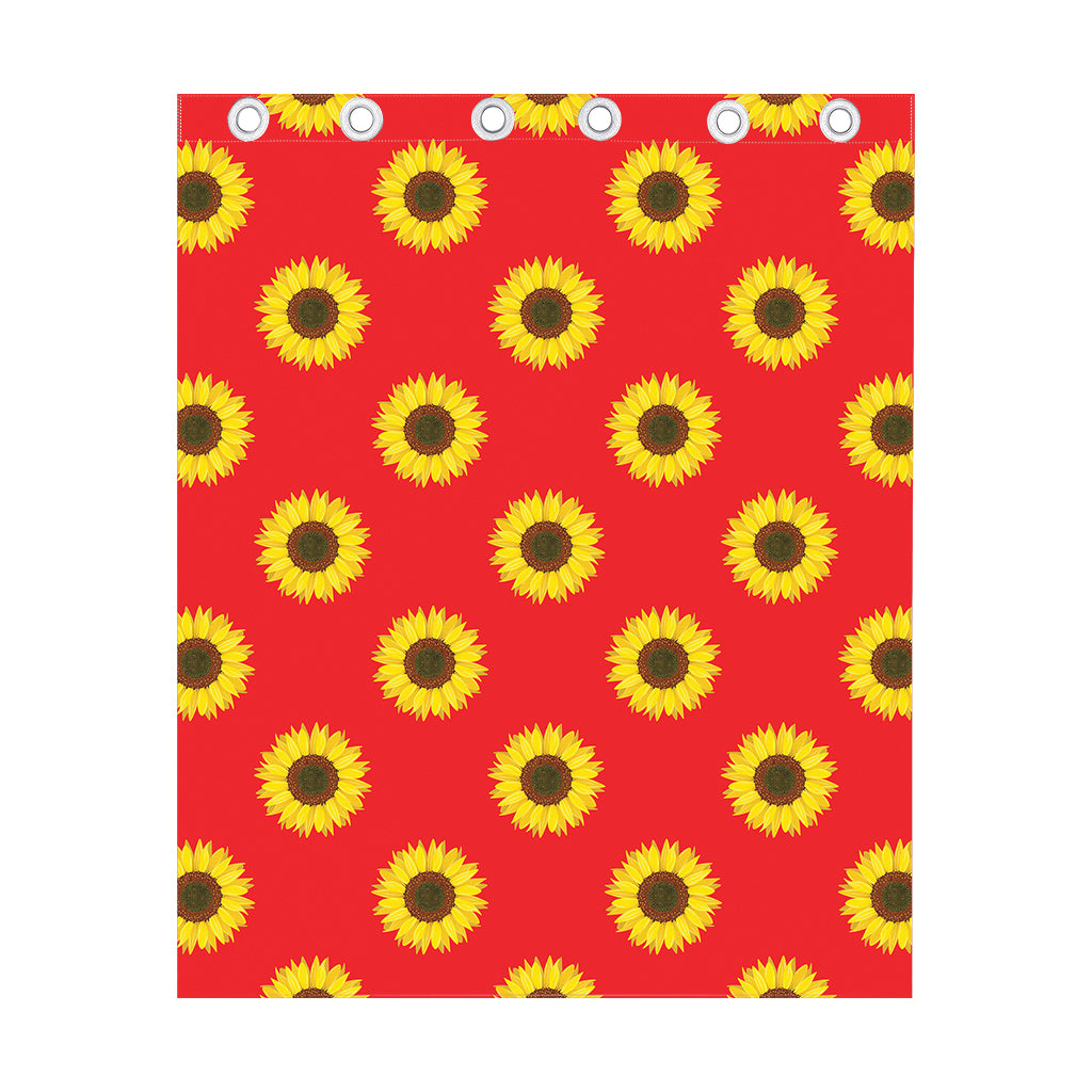 Red Sunflower Pattern Print Curtain