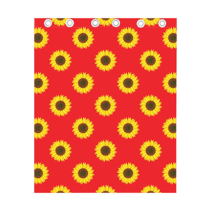 Red Sunflower Pattern Print Curtain