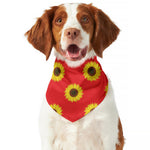 Red Sunflower Pattern Print Dog Bandana