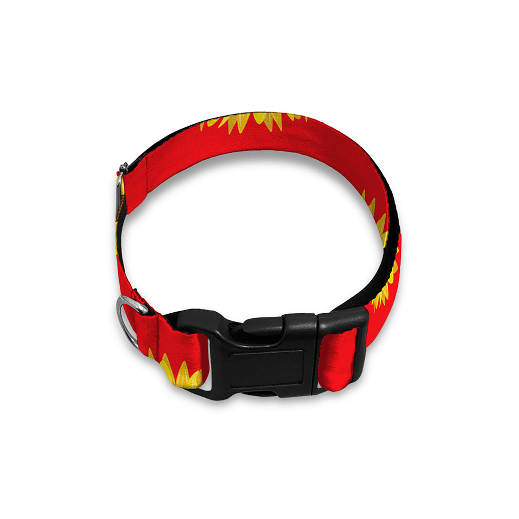 Red Sunflower Pattern Print Dog Collar