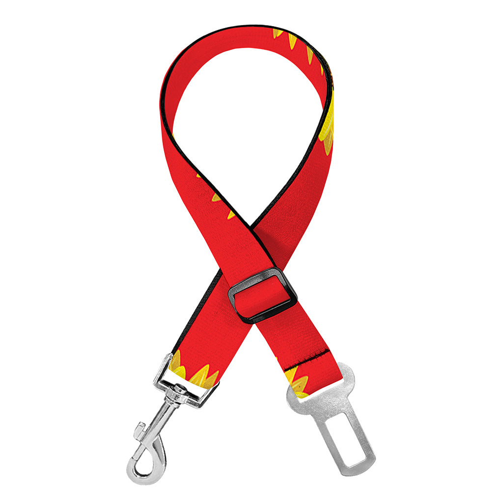 Red Sunflower Pattern Print Dog Seat Belt