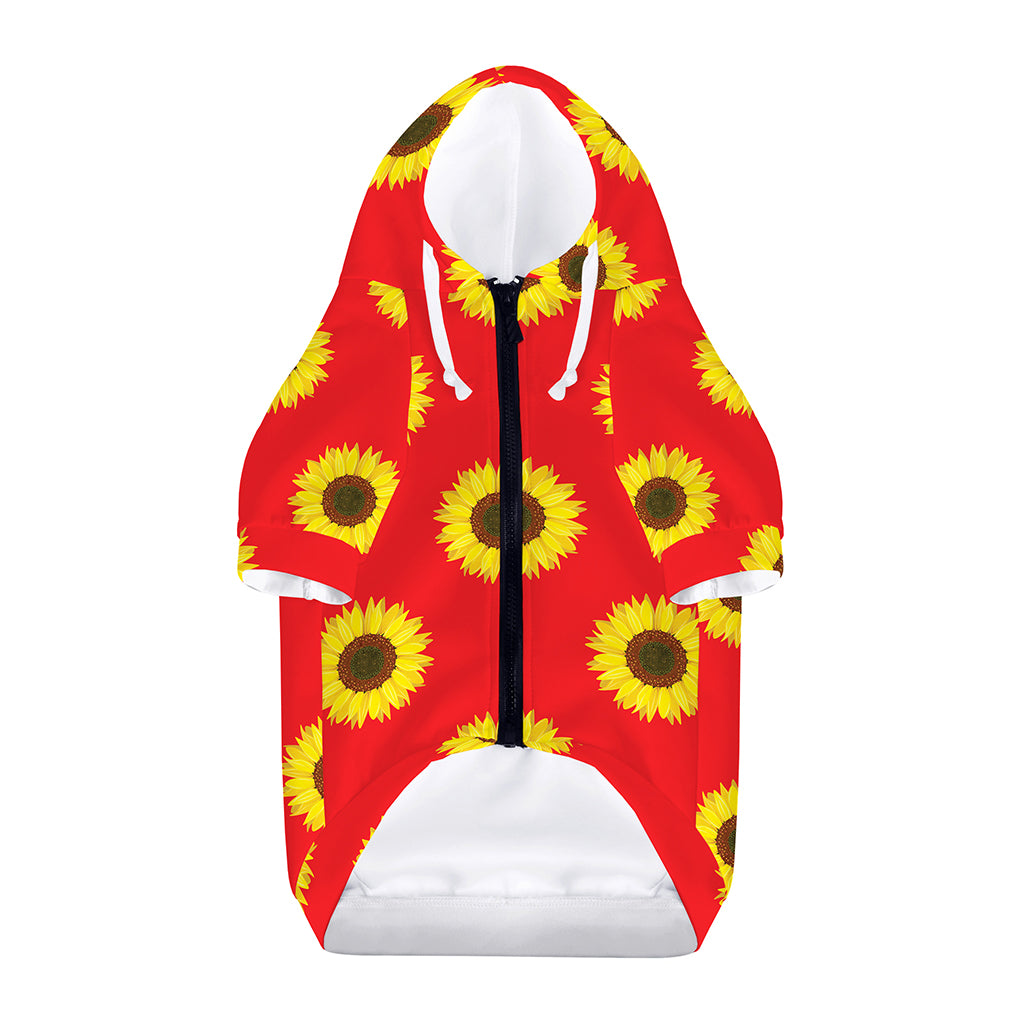 Red Sunflower Pattern Print Dog Zip Up Hoodie
