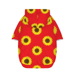 Red Sunflower Pattern Print Dog Zip Up Hoodie