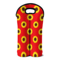 Red Sunflower Pattern Print Double Neoprene Wine Tote