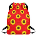 Red Sunflower Pattern Print Drawstring Backpack