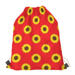 Red Sunflower Pattern Print Drawstring Bag
