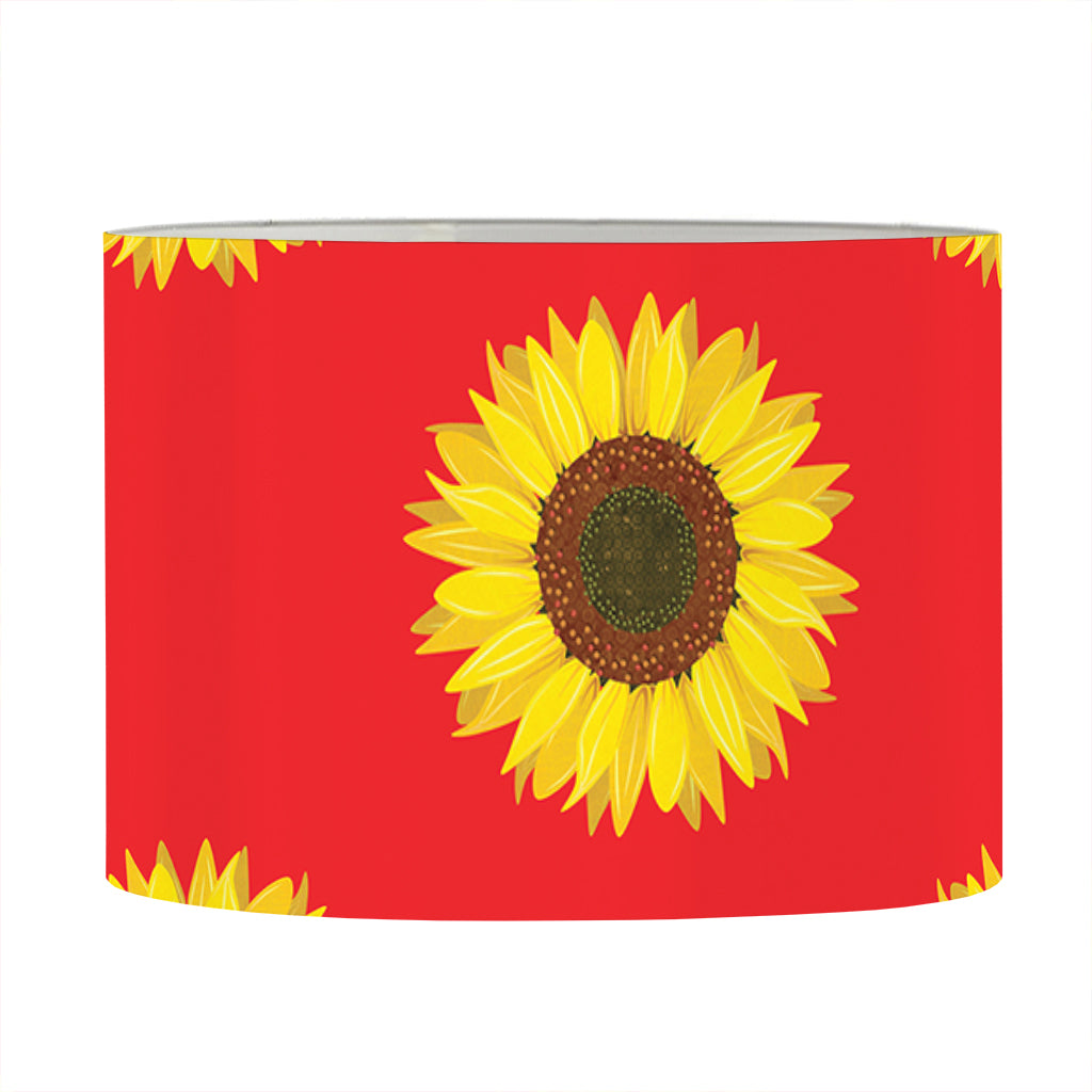 Red Sunflower Pattern Print Drum Lamp Shade