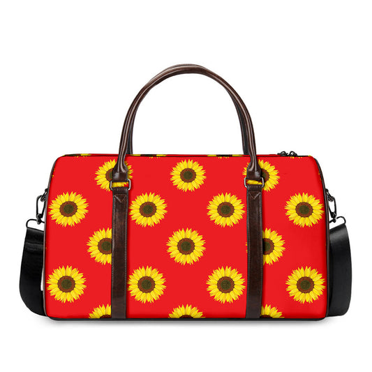 Red Sunflower Pattern Print Duffle Bag