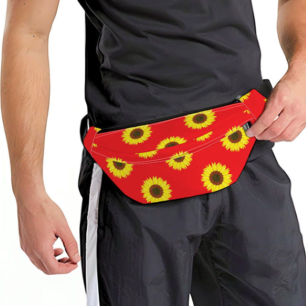 Red Sunflower Pattern Print Fanny Pack