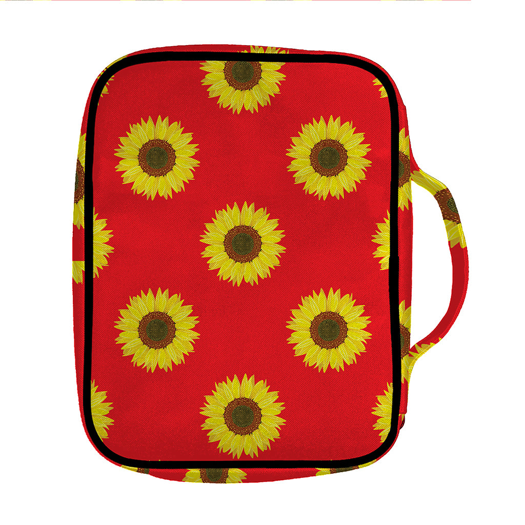 Red Sunflower Pattern Print Front Pocket Bible Bag