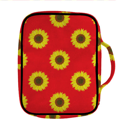 Red Sunflower Pattern Print Front Pocket Bible Bag