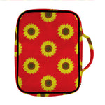 Red Sunflower Pattern Print Front Pocket Bible Bag