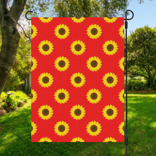 Red Sunflower Pattern Print Garden Flag