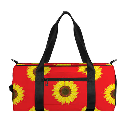 Red Sunflower Pattern Print Gym Bag