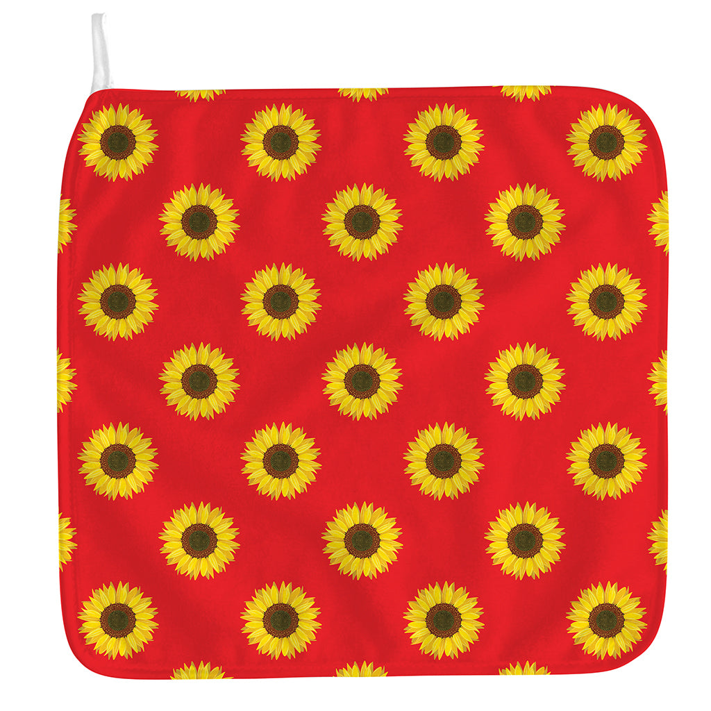 Red Sunflower Pattern Print Hand Towel