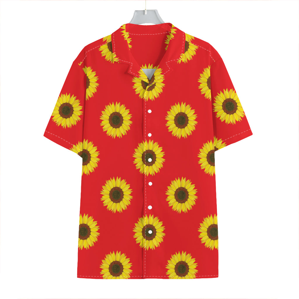 Red Sunflower Pattern Print Hawaiian Shirt