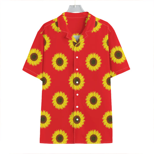 Red Sunflower Pattern Print Hawaiian Shirt