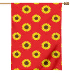 Red Sunflower Pattern Print House Flag