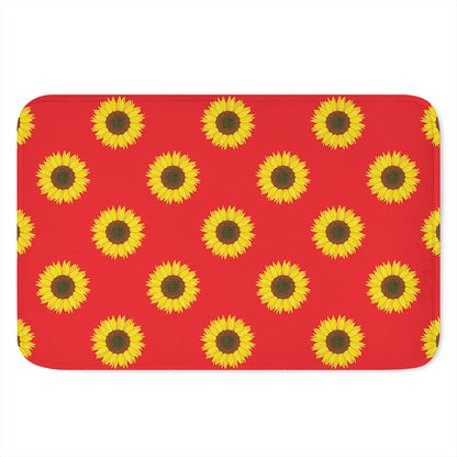 Red Sunflower Pattern Print Indoor Door Mat