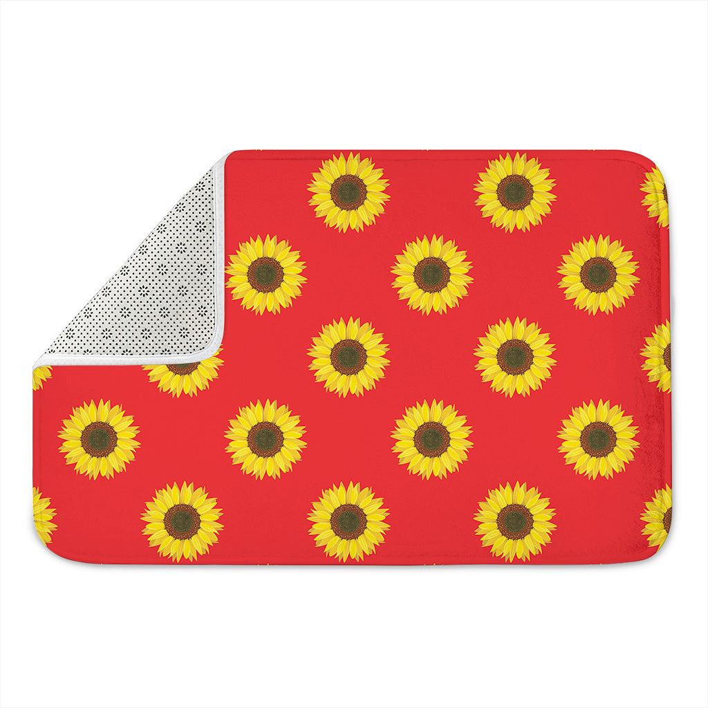Red Sunflower Pattern Print Indoor Door Mat