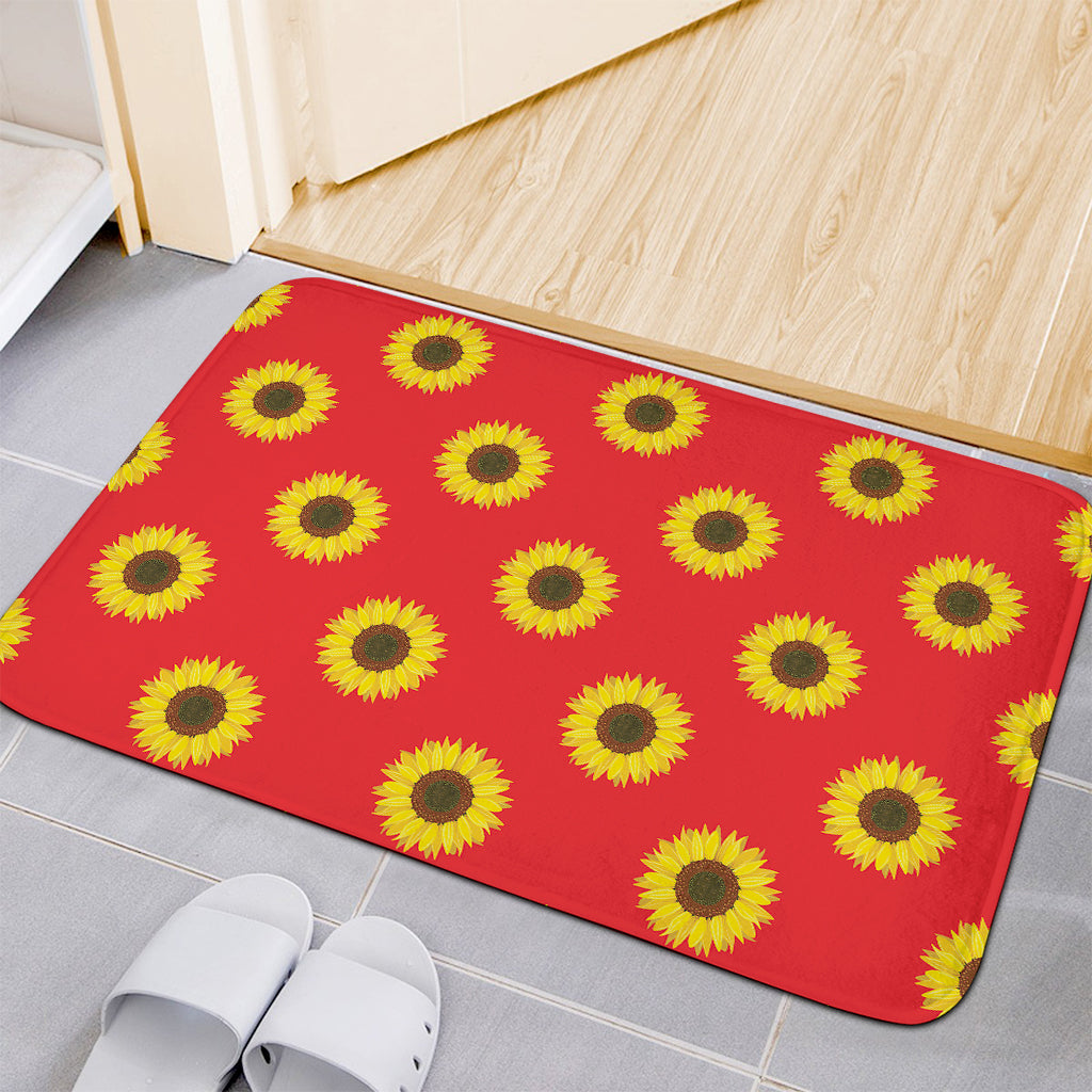 Red Sunflower Pattern Print Indoor Door Mat