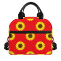 Red Sunflower Pattern Print Insulated Lunch Bag