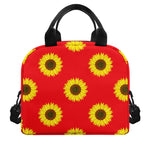 Red Sunflower Pattern Print Insulated Lunch Bag
