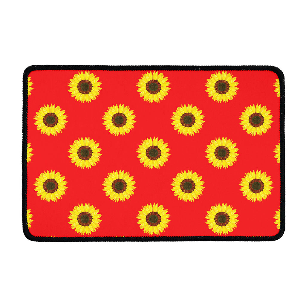 Red Sunflower Pattern Print Kitchen Mat