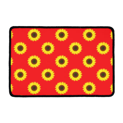 Red Sunflower Pattern Print Kitchen Mat