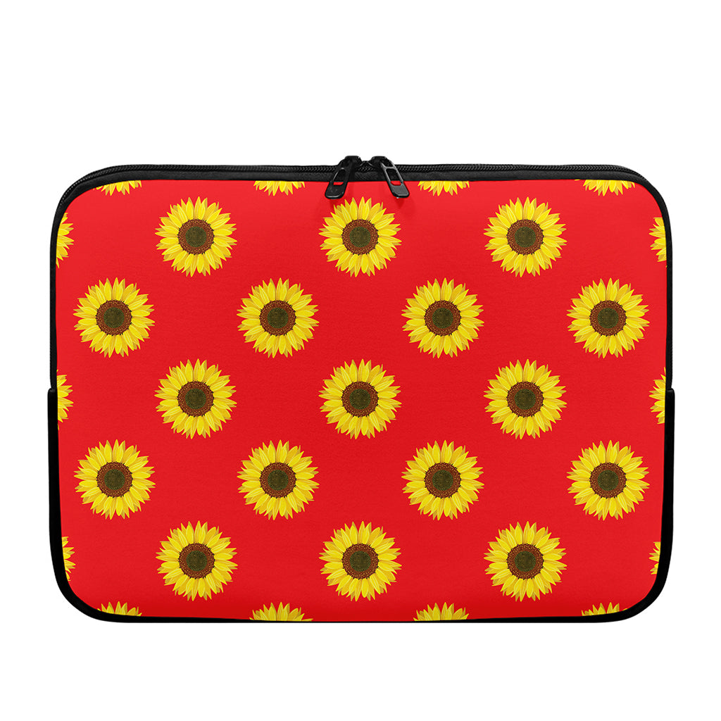 Red Sunflower Pattern Print Laptop Sleeve