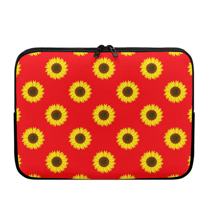 Red Sunflower Pattern Print Laptop Sleeve