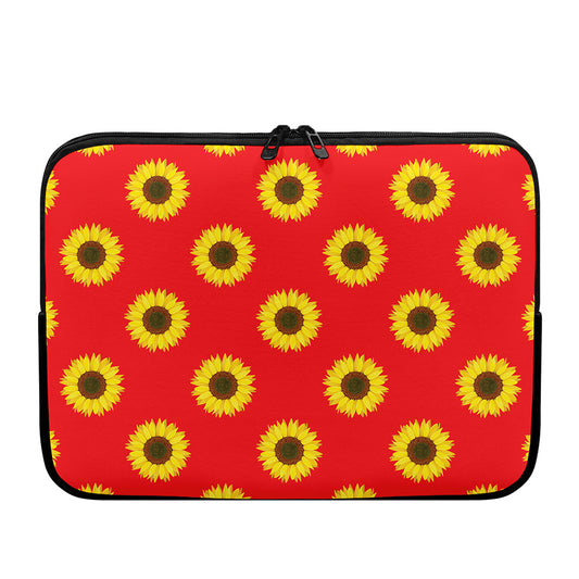 Red Sunflower Pattern Print Laptop Sleeve