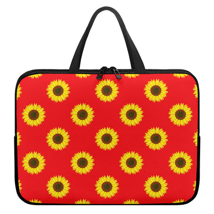 Red Sunflower Pattern Print Laptop Sleeve With Handle