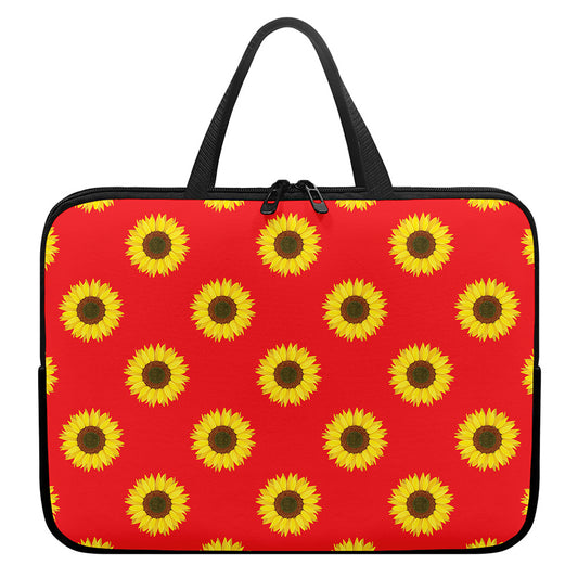 Red Sunflower Pattern Print Laptop Sleeve With Handle