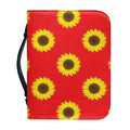 Red Sunflower Pattern Print Leather Bible Cover