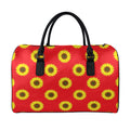 Red Sunflower Pattern Print Leather Duffel Bag