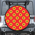 Red Sunflower Pattern Print Leather Spare Tire Cover