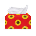 Red Sunflower Pattern Print Leather Tissue Box Cover