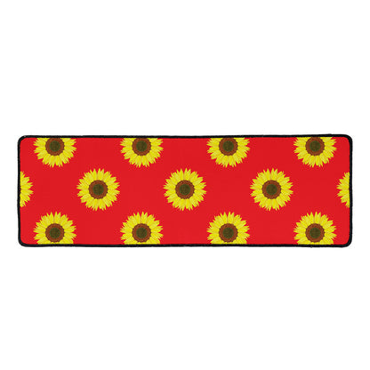 Red Sunflower Pattern Print Long Kitchen Mat