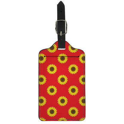 Red Sunflower Pattern Print Luggage Tag
