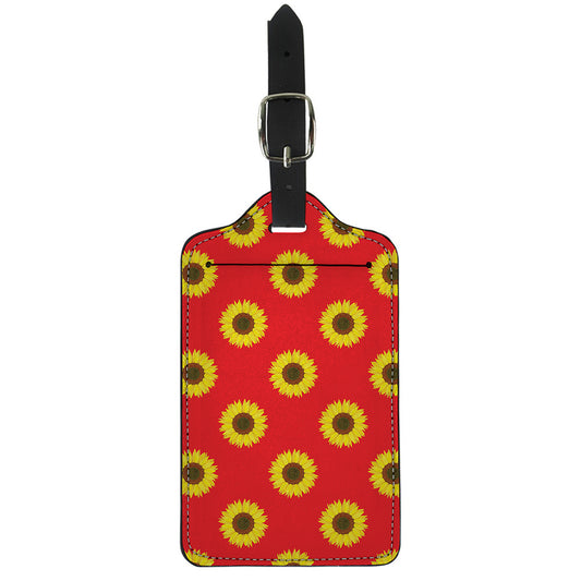 Red Sunflower Pattern Print Luggage Tag